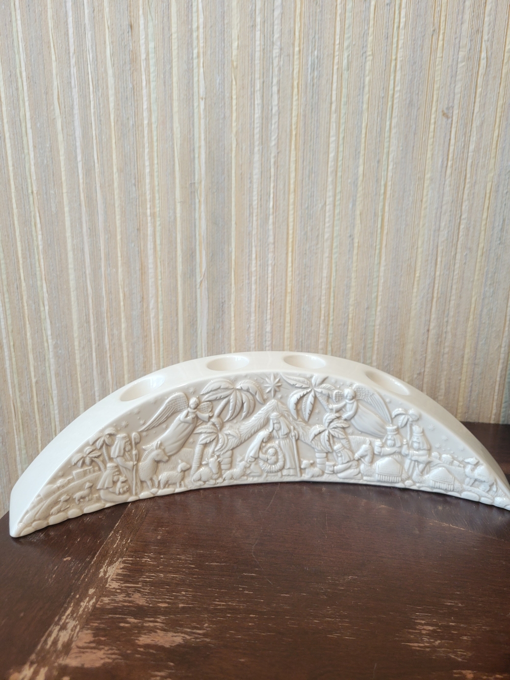 Demdaco Cream Ceramic Nativity Candle Display NWT